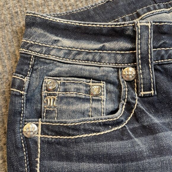 Miss Me Womens 26 X 34 Paisley Dreaming Mid Rise Bootcut Stretch Jeans Dark Wash - Picture 7 of 16